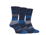 Storm Bloc Mens Striped Everyday Crew Socks 3 Pack | Blue