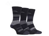 Storm Bloc Womens Striped Boot Socks 4-8 UK | Black 3 Pack